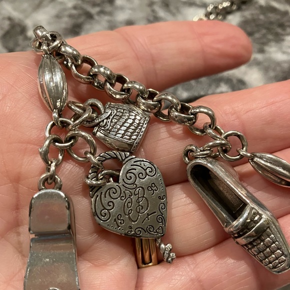 BRIGHTON Metal Charm Chain Belt Adjustable M - L $100 EUC KL Brighton Chain Belt - Etsy main image 4